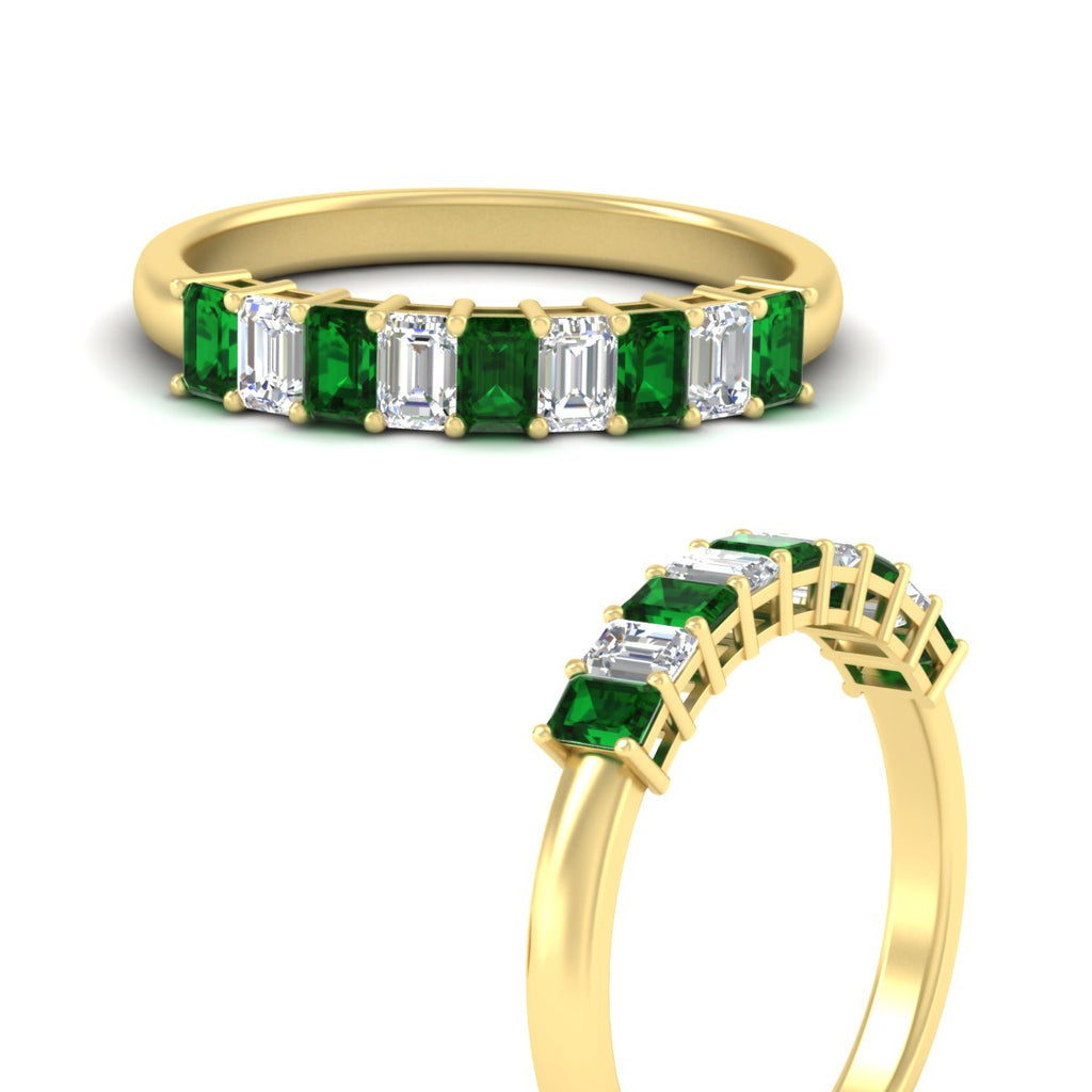 1 Carat Nine Stone Emerald Cut Wedding Band