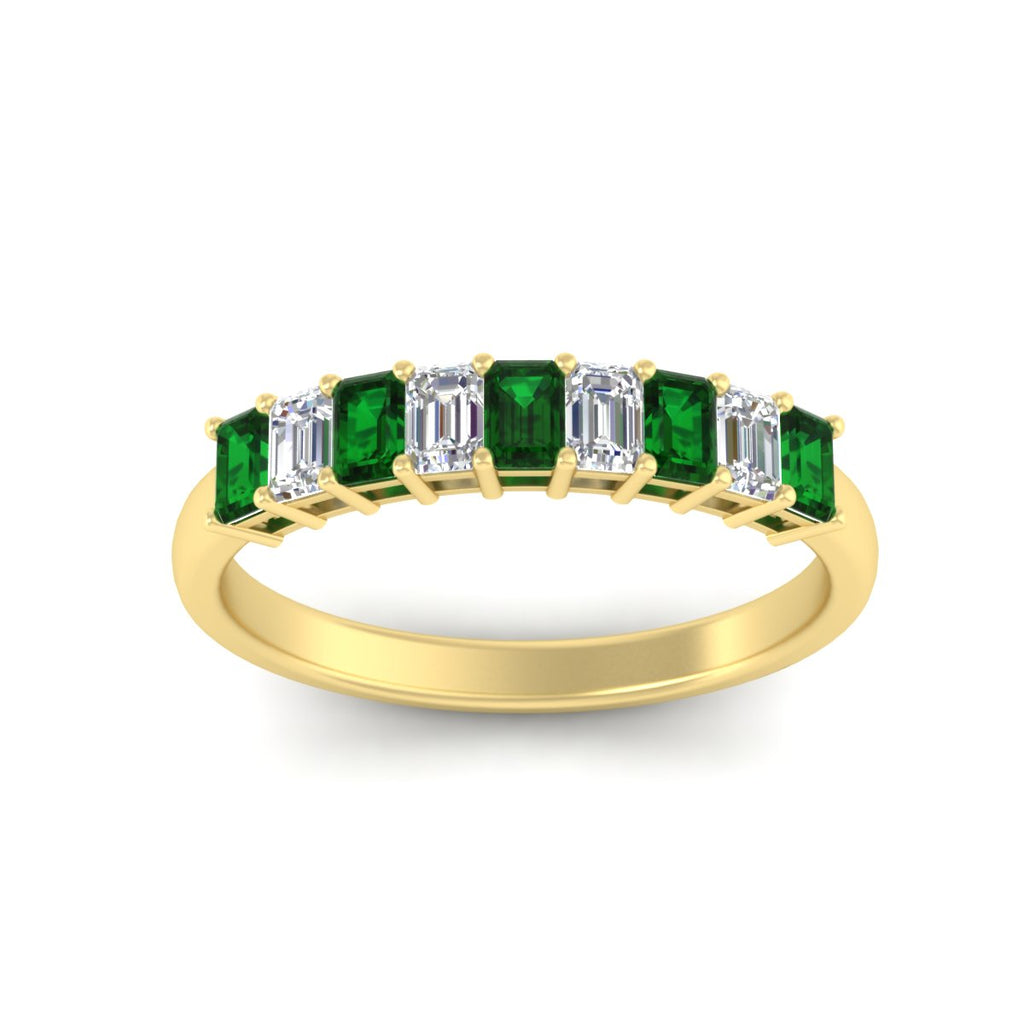 1 Carat Nine Stone Emerald Cut Wedding Band