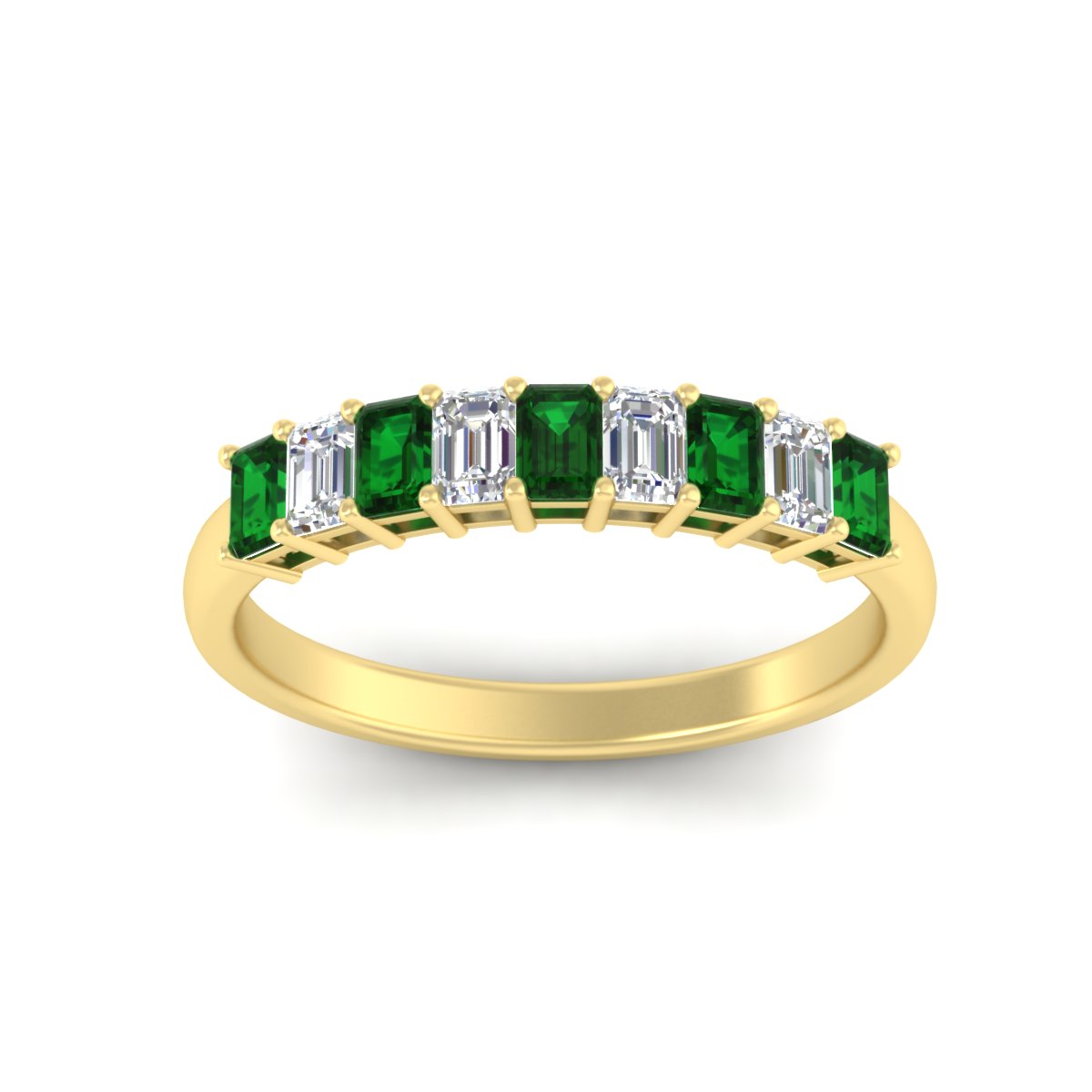 1 Carat Nine Stone Emerald Cut Wedding Band