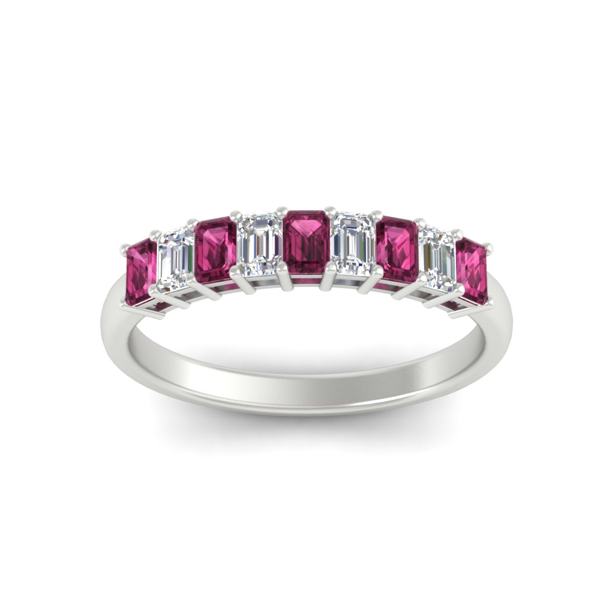 1 Carat Nine Stone Emerald Cut Wedding Band