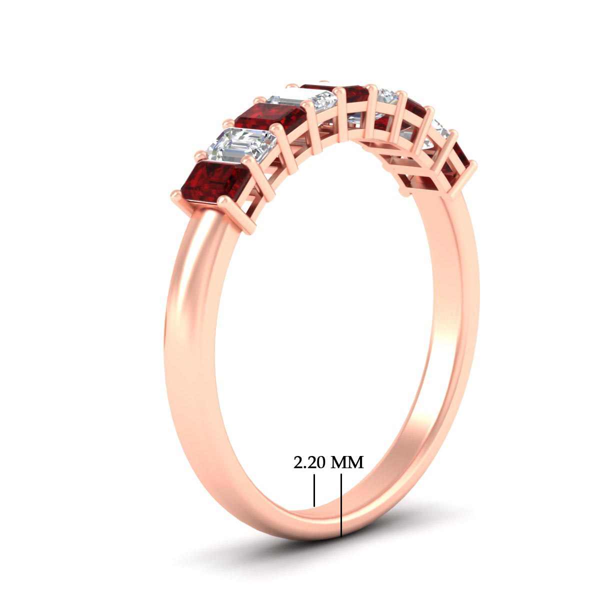 1 Carat Nine Stone Emerald Cut Wedding Band