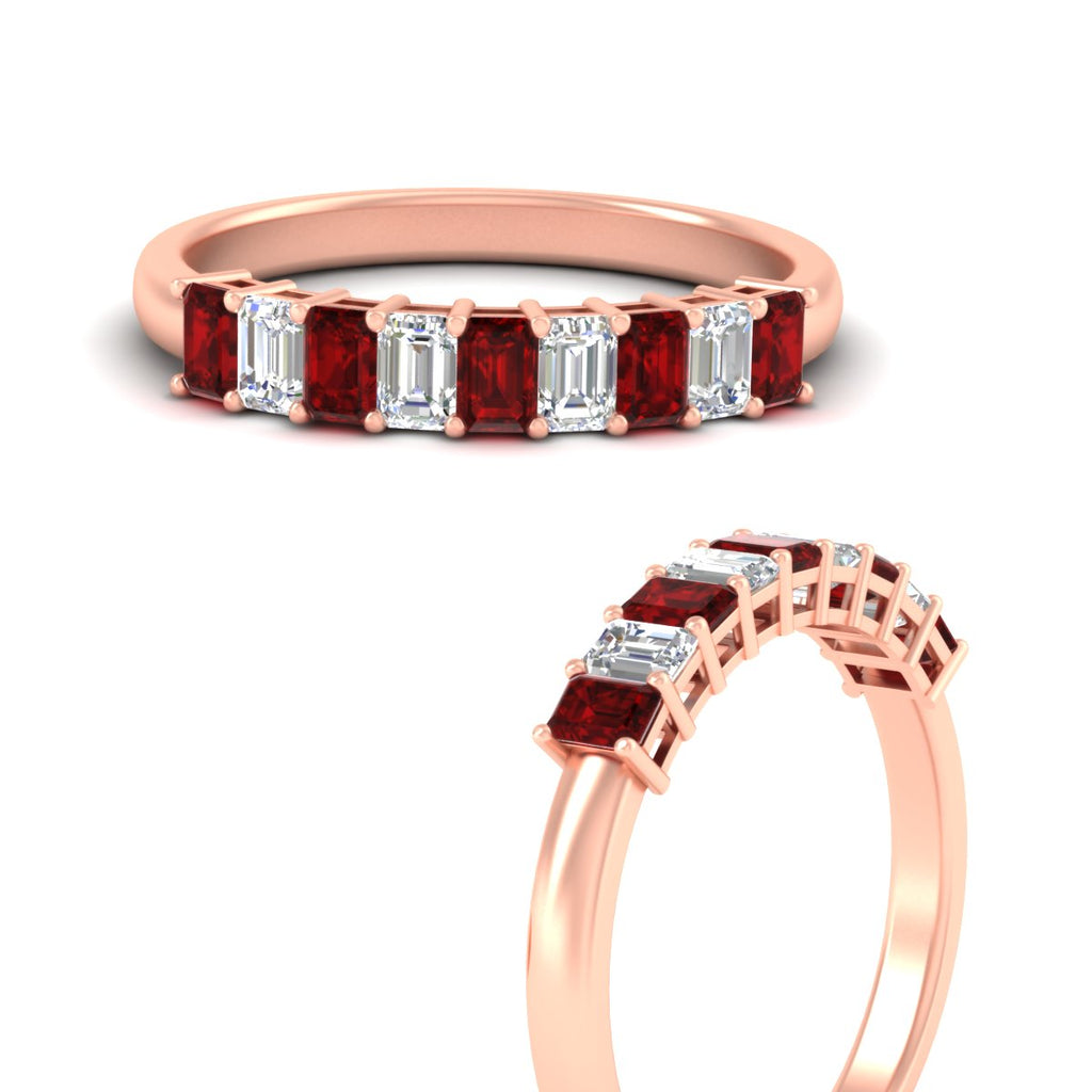 1 Carat Nine Stone Emerald Cut Wedding Band