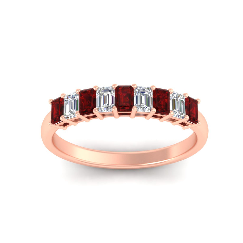 1 Carat Nine Stone Emerald Cut Wedding Band