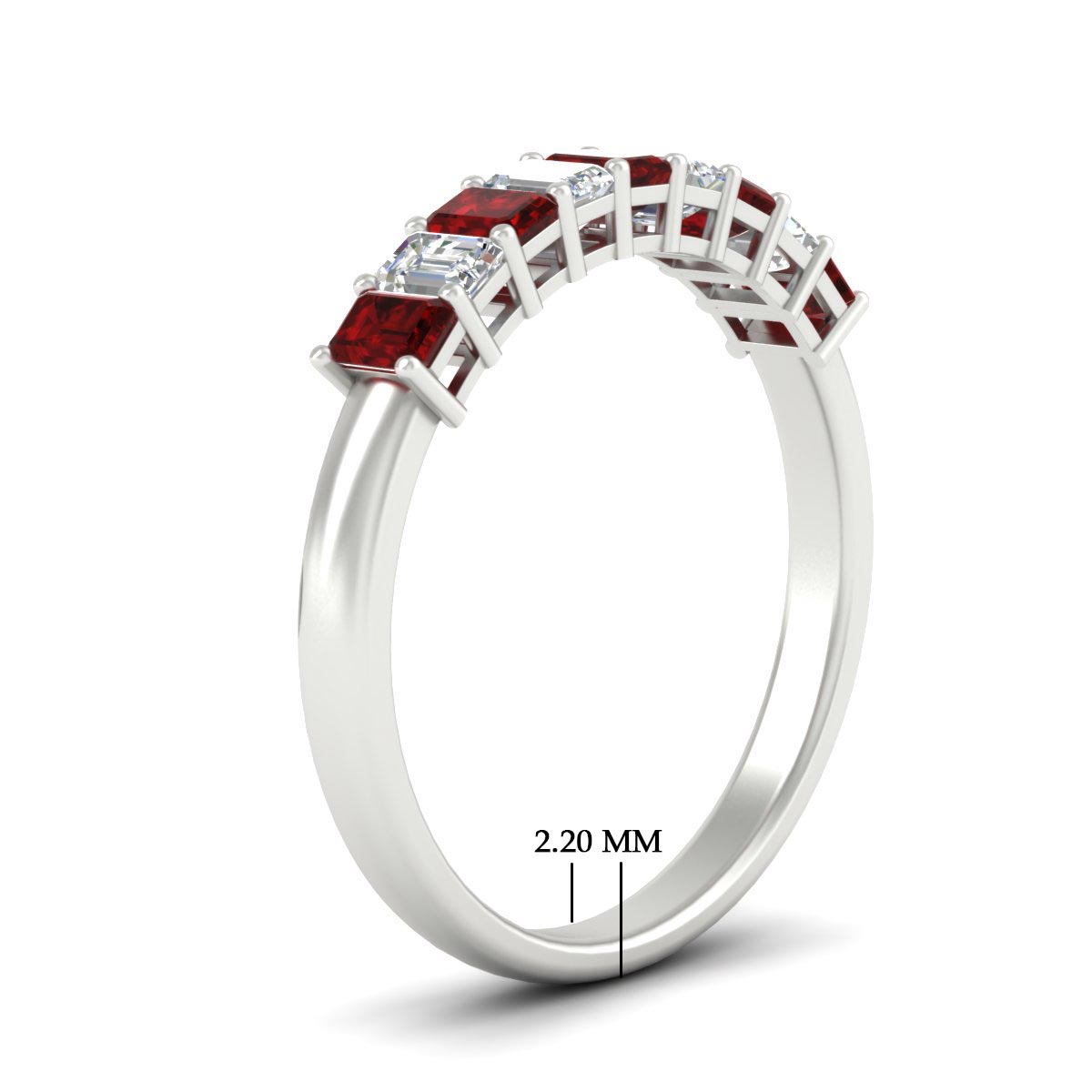 1 Carat Nine Stone Emerald Cut Wedding Band