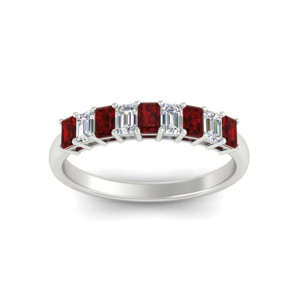 1 Carat Nine Stone Emerald Cut Wedding Band