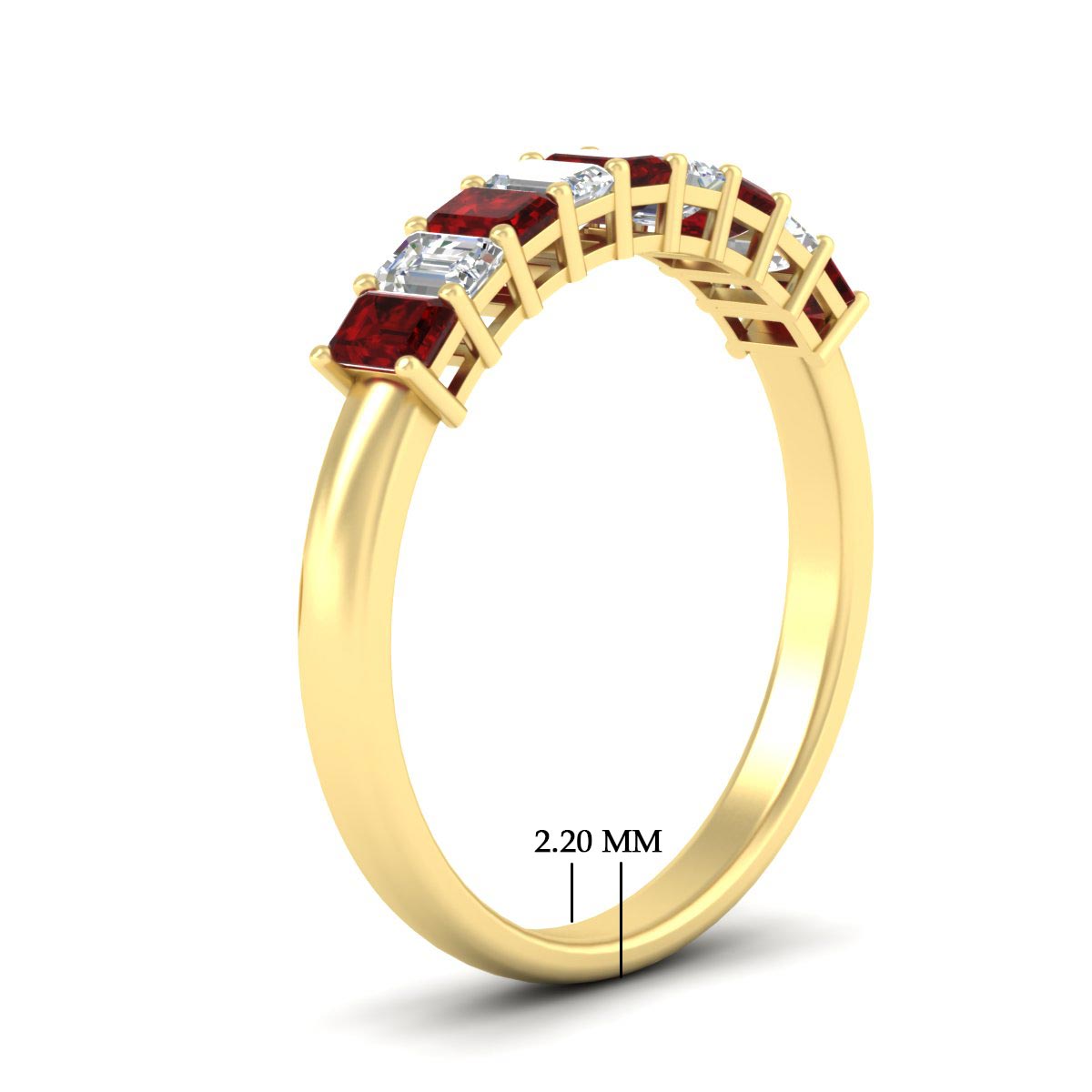 1 Carat Nine Stone Emerald Cut Wedding Band