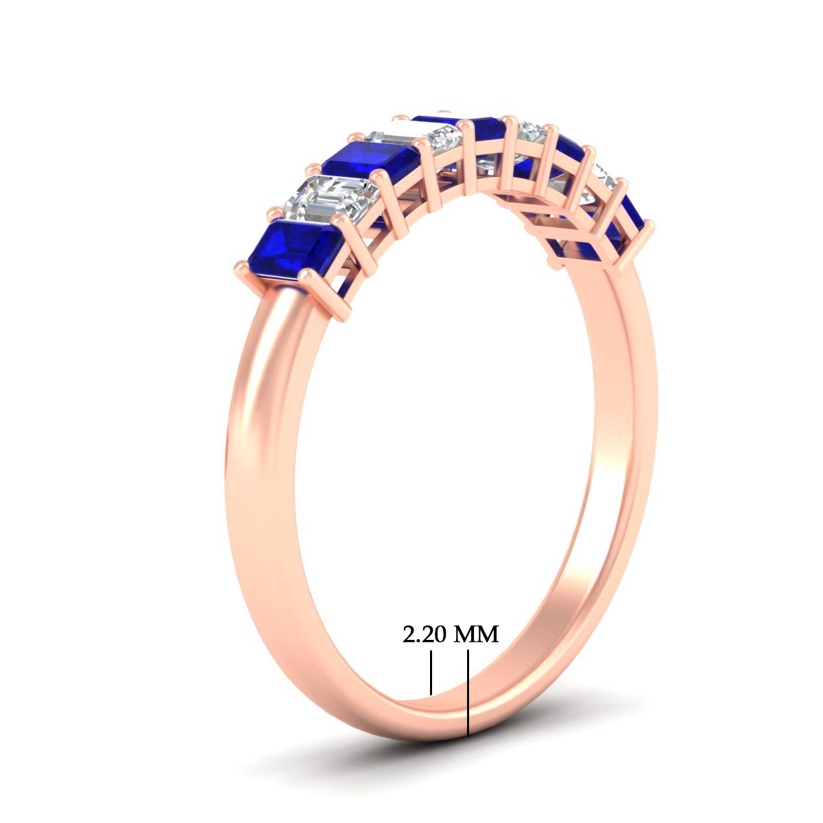 1 Carat Nine Stone Emerald Cut Wedding Band