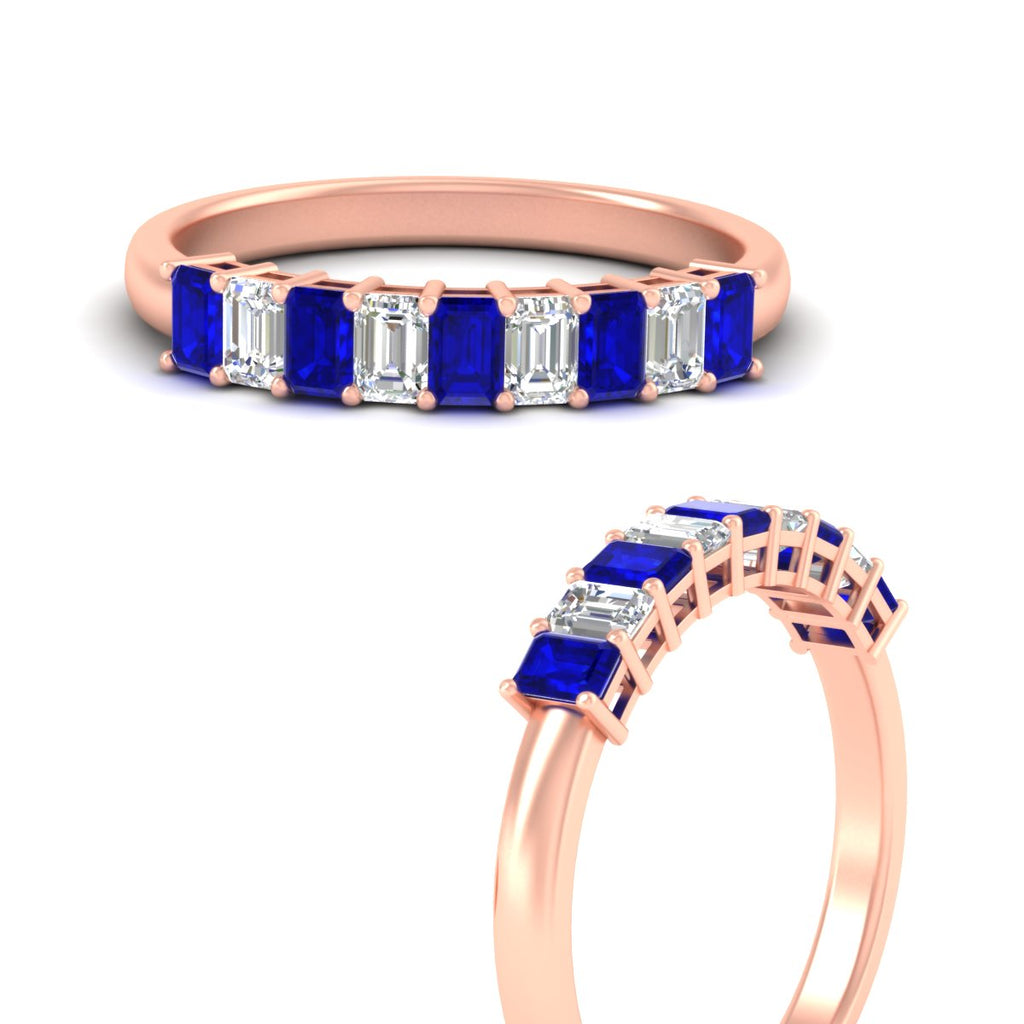 1 Carat Nine Stone Emerald Cut Wedding Band