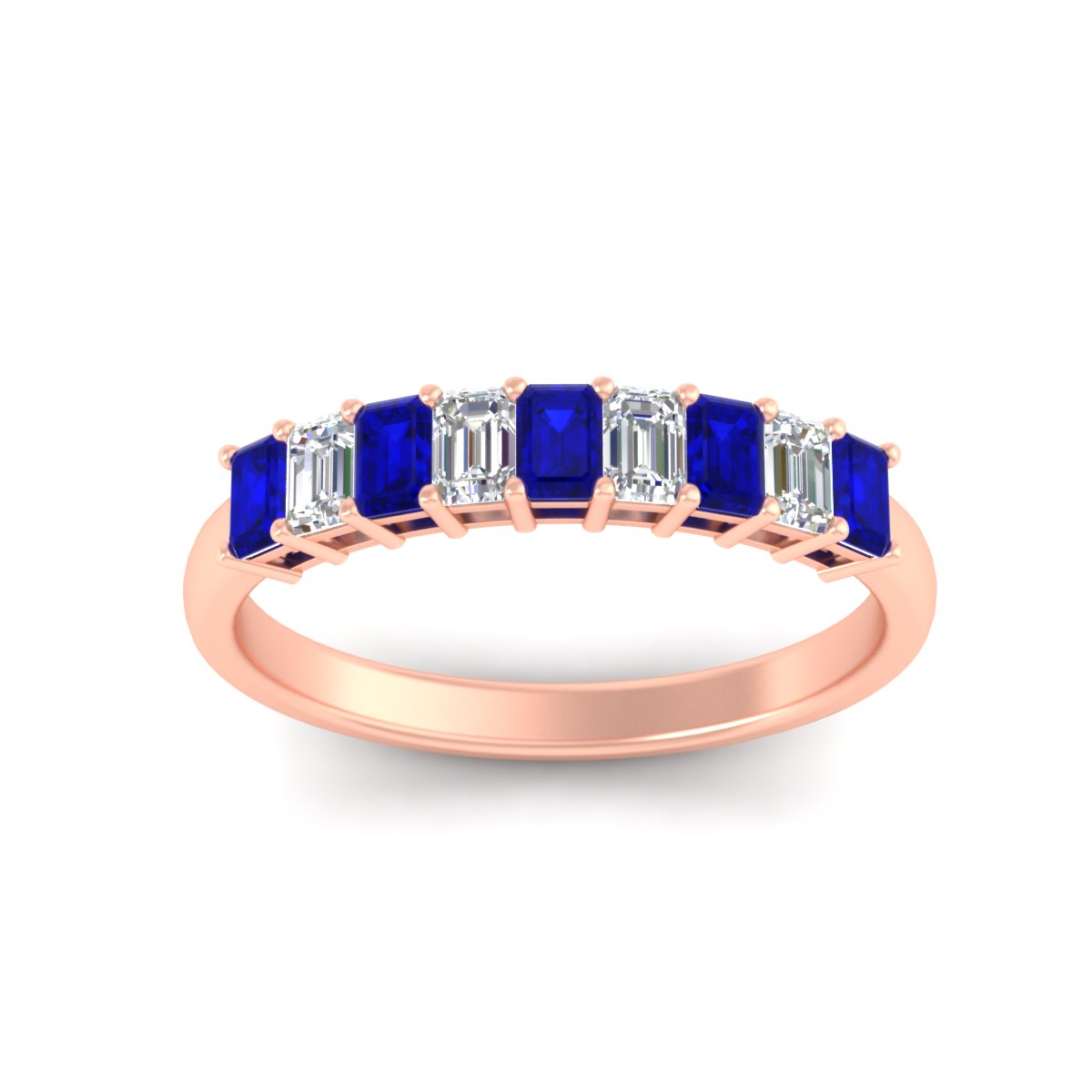 1 Carat Nine Stone Emerald Cut Wedding Band