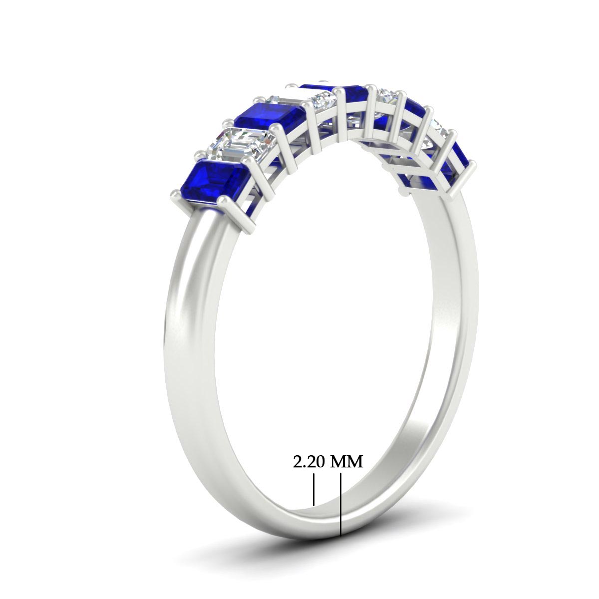 1 Carat Nine Stone Emerald Cut Wedding Band