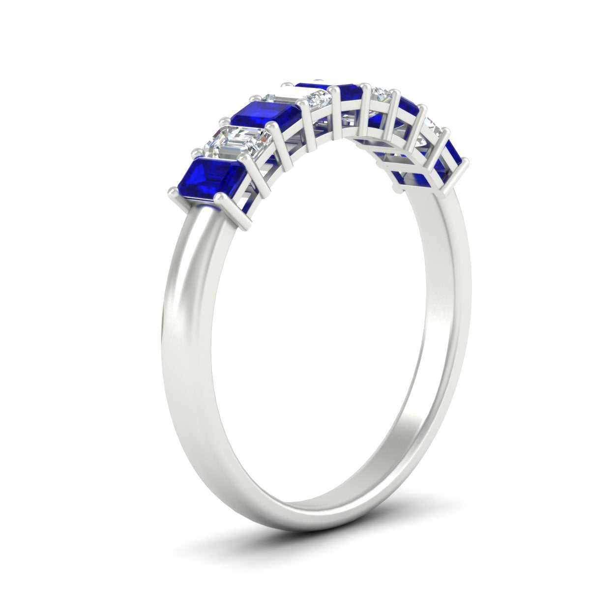 1 Carat Nine Stone Emerald Cut Wedding Band