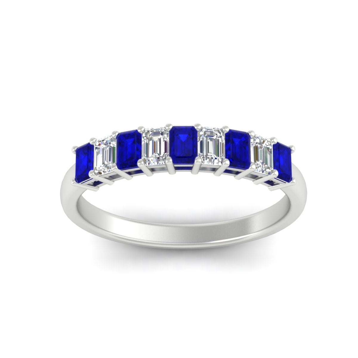 1 Carat Nine Stone Emerald Cut Wedding Band