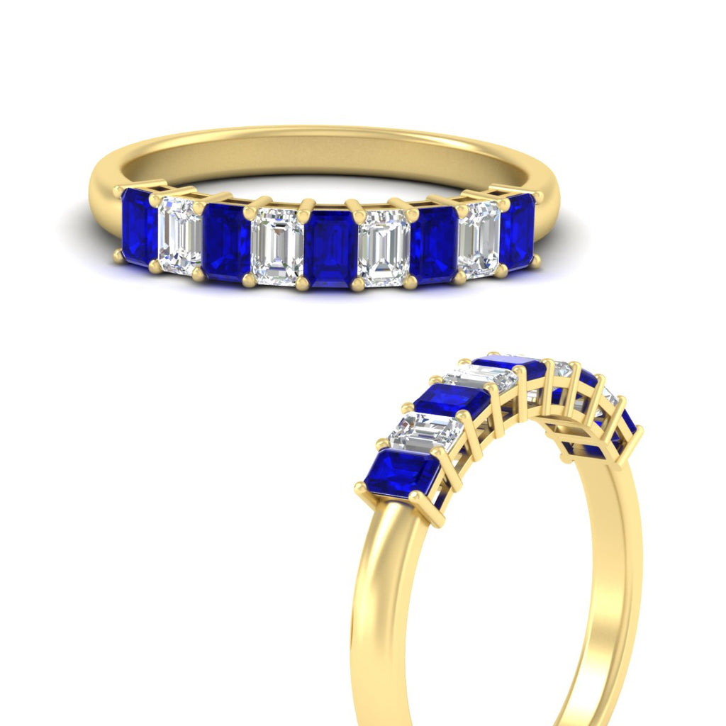 1 Carat Nine Stone Emerald Cut Wedding Band