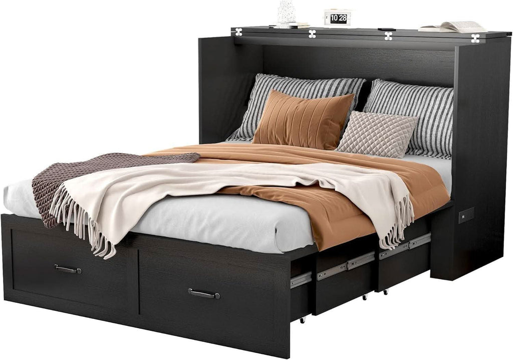 Full Size Murphy Chest Bed With Charging Station Durable Build