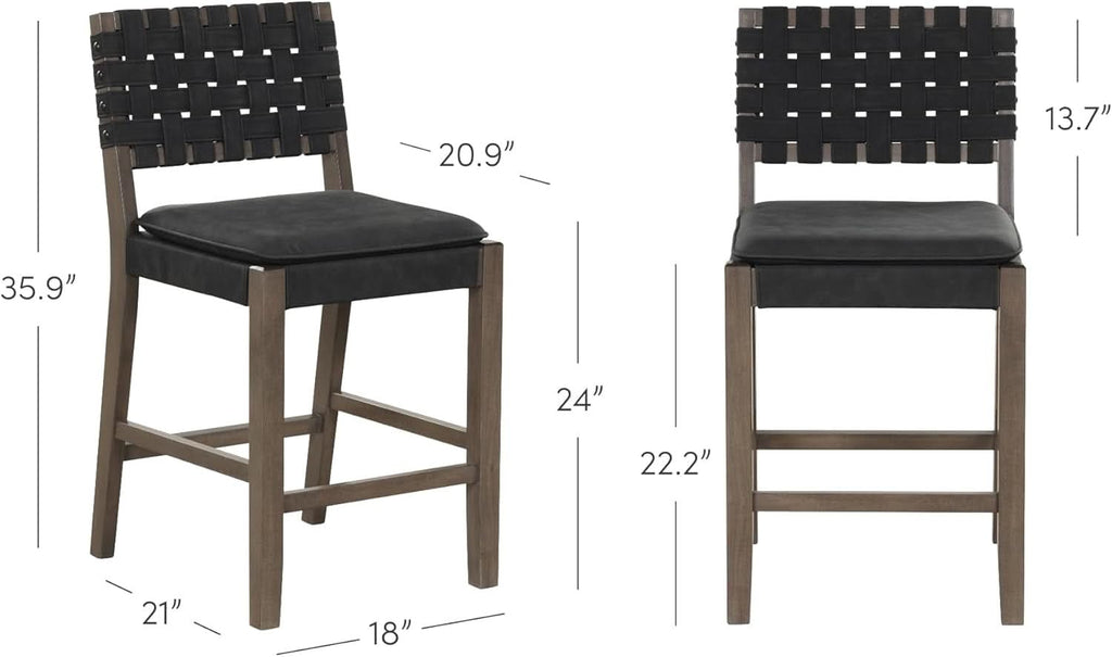 Cohen Mid Century Leather Bar Stool Counter Height
