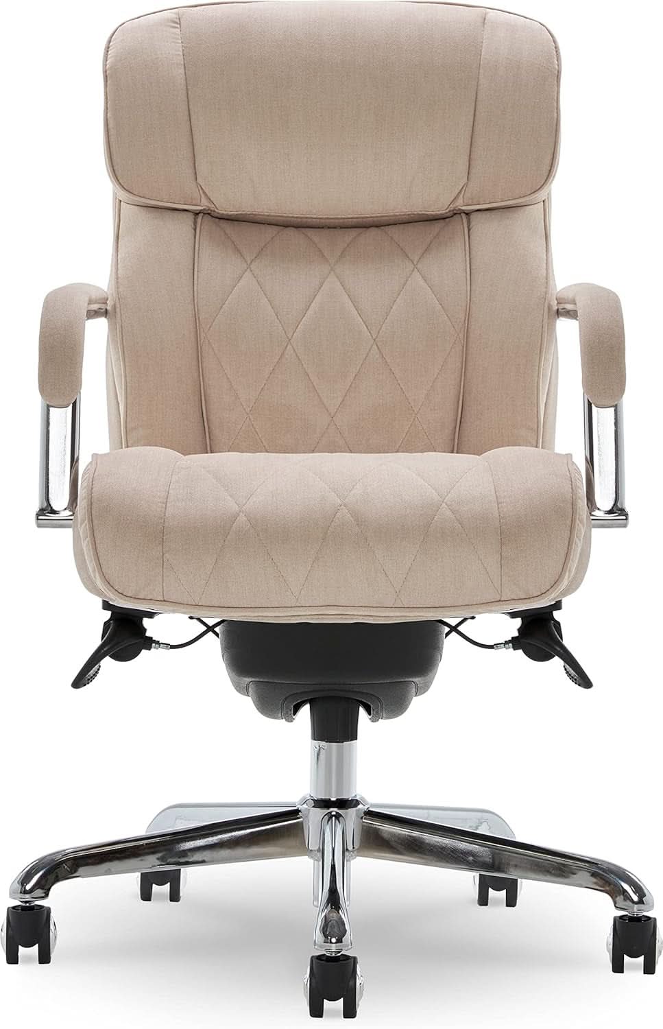 Quilted Leather Executive Office Chair With Lumbar Support Cream