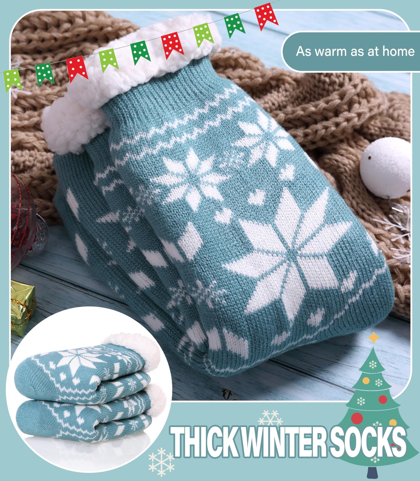 Slipper Socks for Women Fuzzy Non Slip Winter Thick Warm Soft Cozy Fleece Lining Home Socks with Grippers