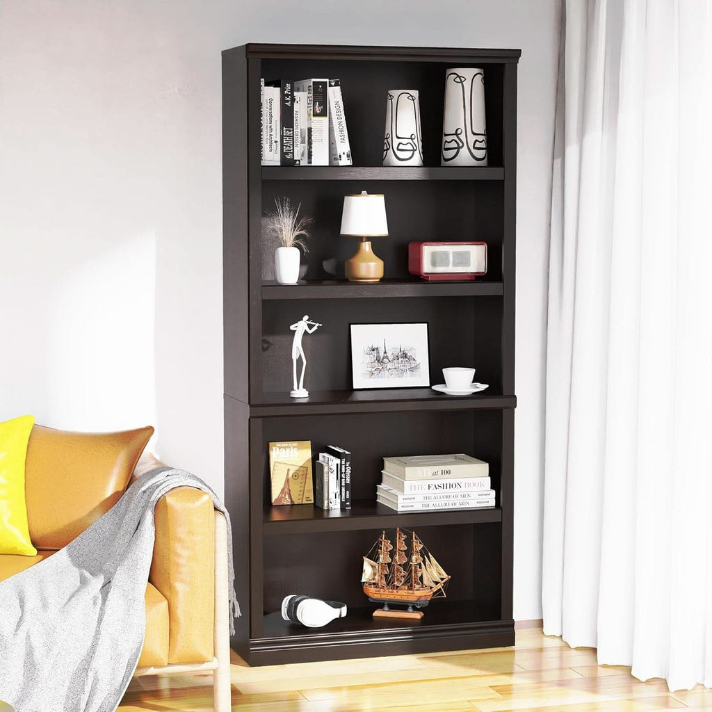 Bevfint 70 Inch Dark Cherry 5 Tier Floor Standing Bookcase