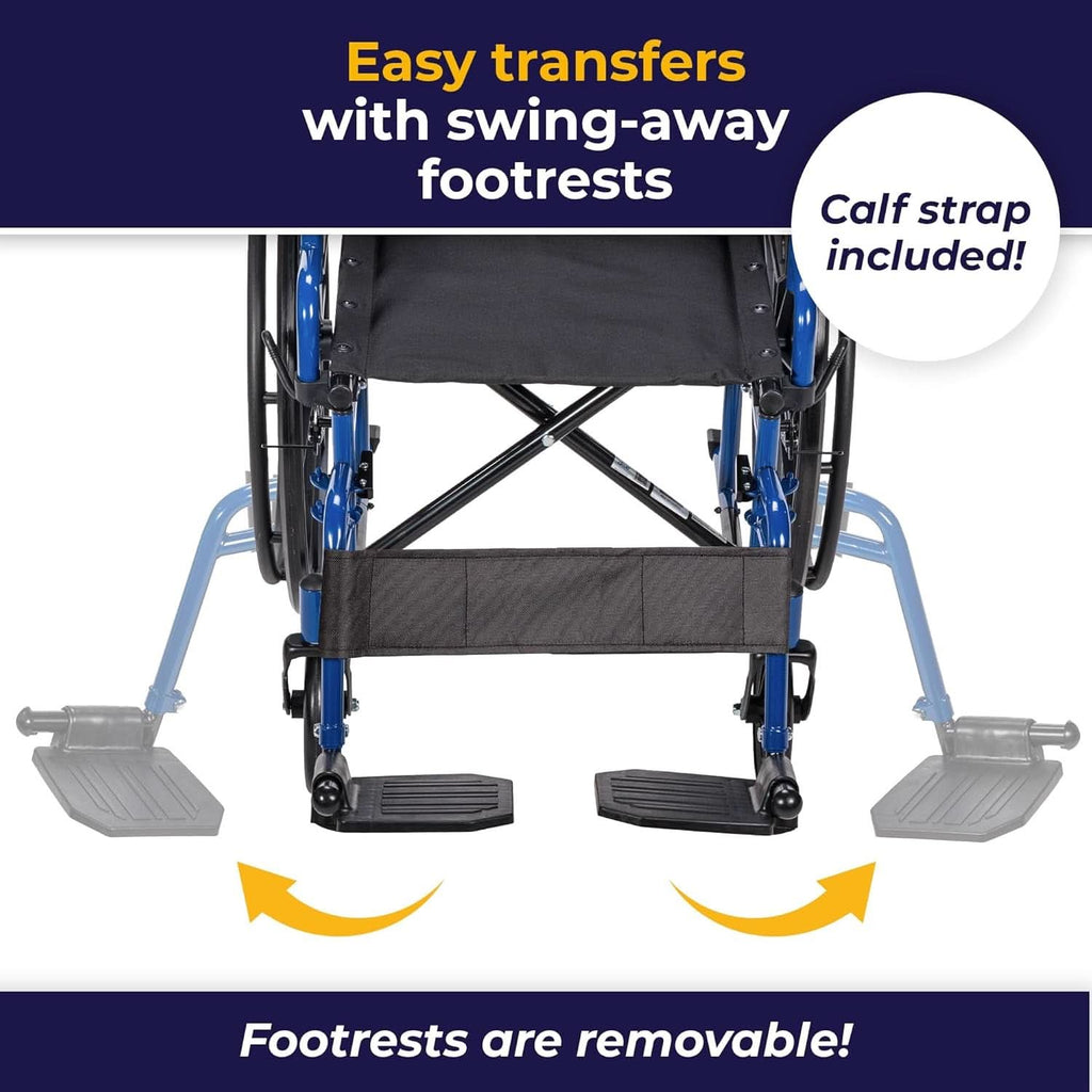 Blue Streak Folding Wheelchair With Flip Back Desk Arms 20 Inch Seat