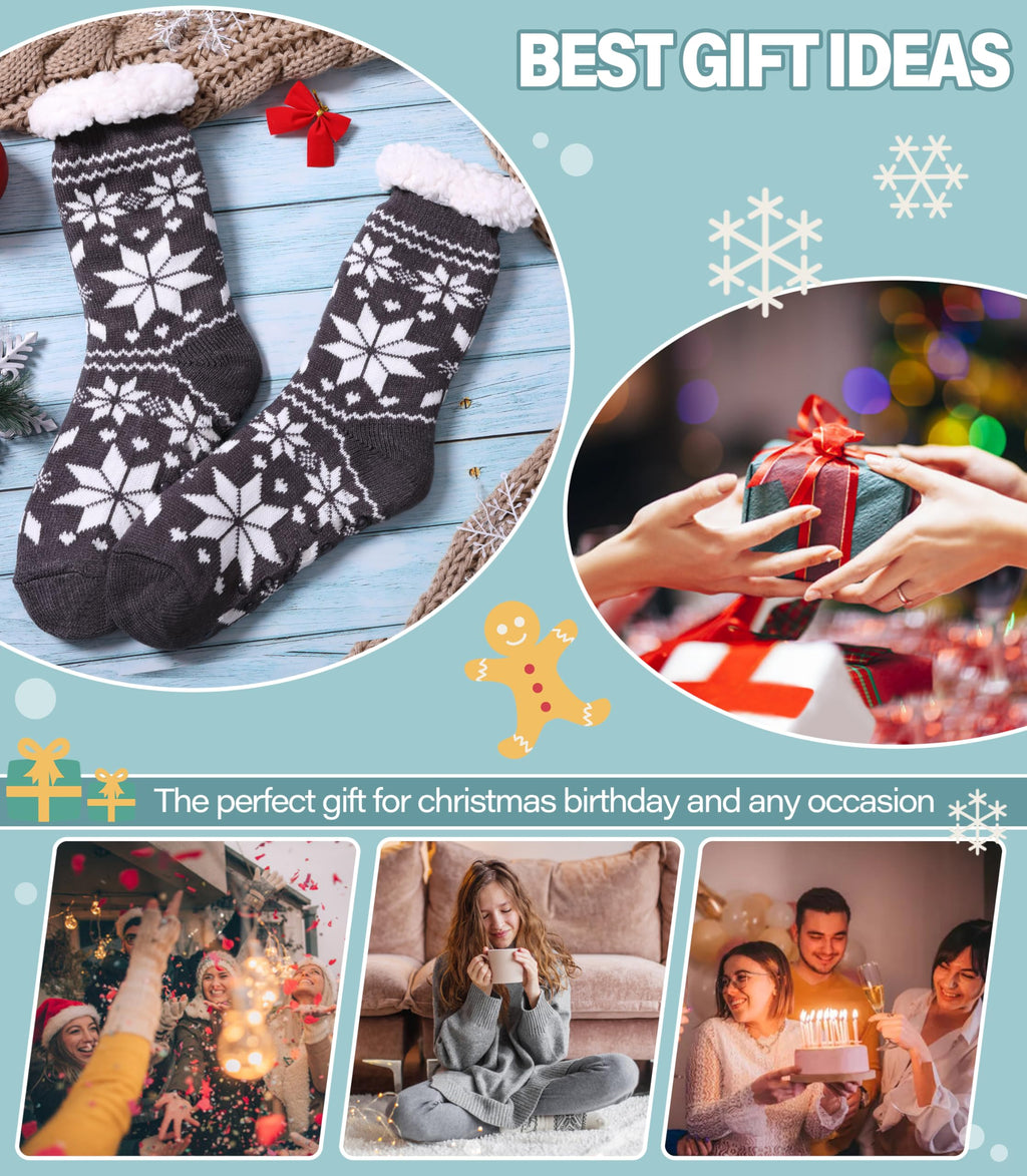 Slipper Socks for Women Fuzzy Non Slip Winter Thick Warm Soft Cozy Fleece Lining Home Socks with Grippers