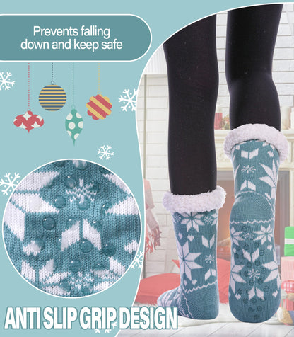 Slipper Socks for Women Fuzzy Non Slip Winter Thick Warm Soft Cozy Fleece Lining Home Socks with Grippers