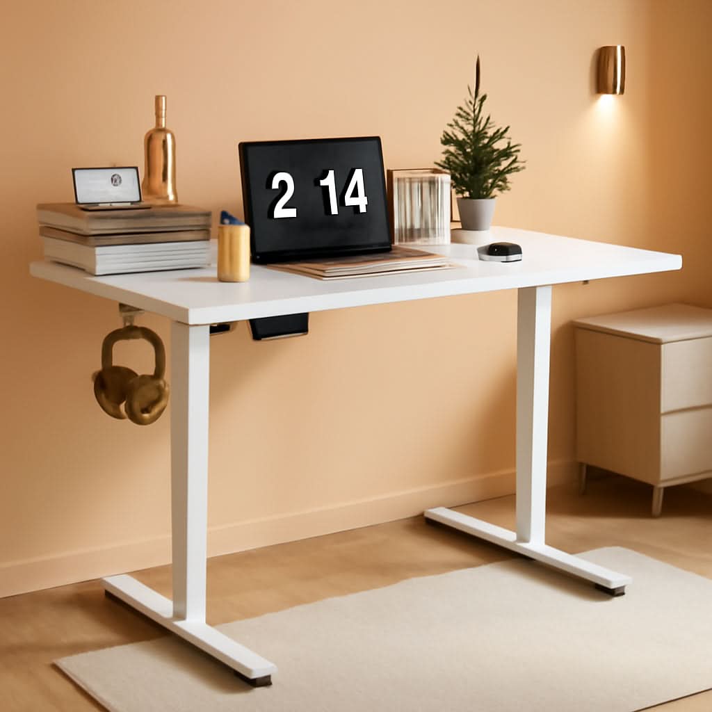 Electric Adjustable Height Standing Desk 40x24 Inches White With Memory Preset