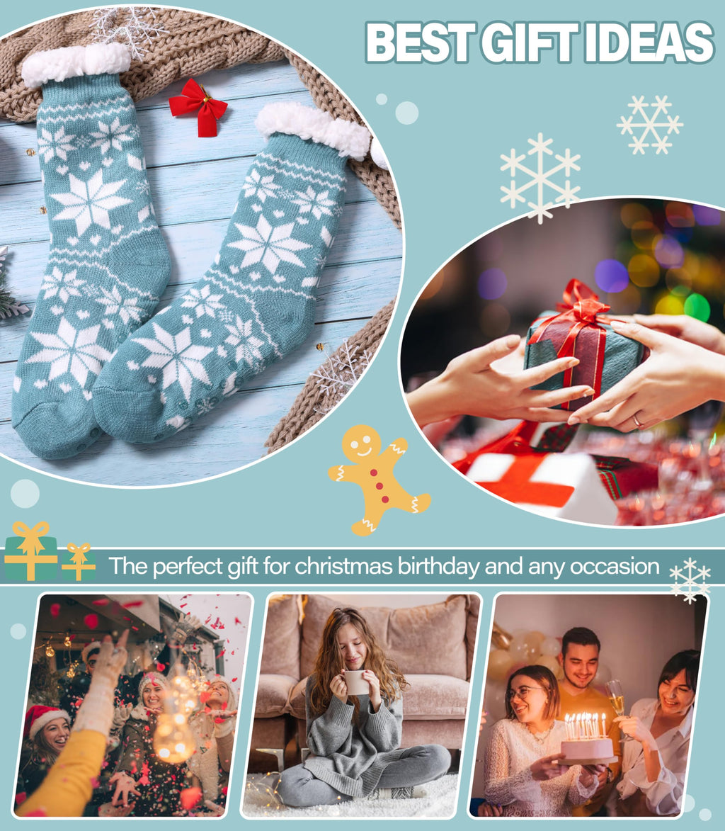 Slipper Socks for Women Fuzzy Non Slip Winter Thick Warm Soft Cozy Fleece Lining Home Socks with Grippers