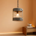 Rustic Farmhouse Pendant Light Adjustable Metal And Wood Blue Gray
