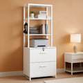 2 Drawer File Cabinet With Lock For Letter Legal A4 Folders White With Storage Bag Open Shelf And Hook