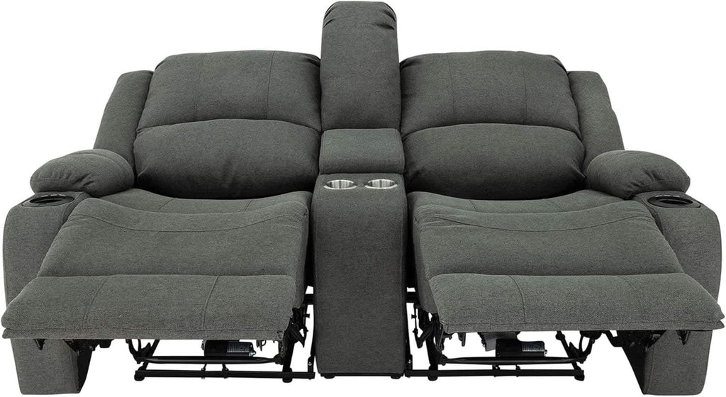 Powered Double Wall Hugger Recliner Sofa 67in Fossil Cloth