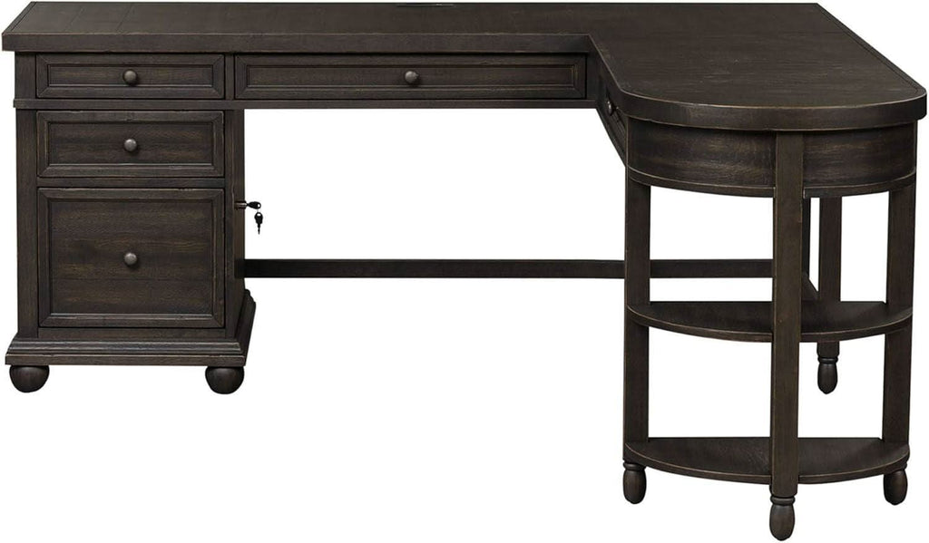 L Shaped Workstation With Integrated Charging Ports