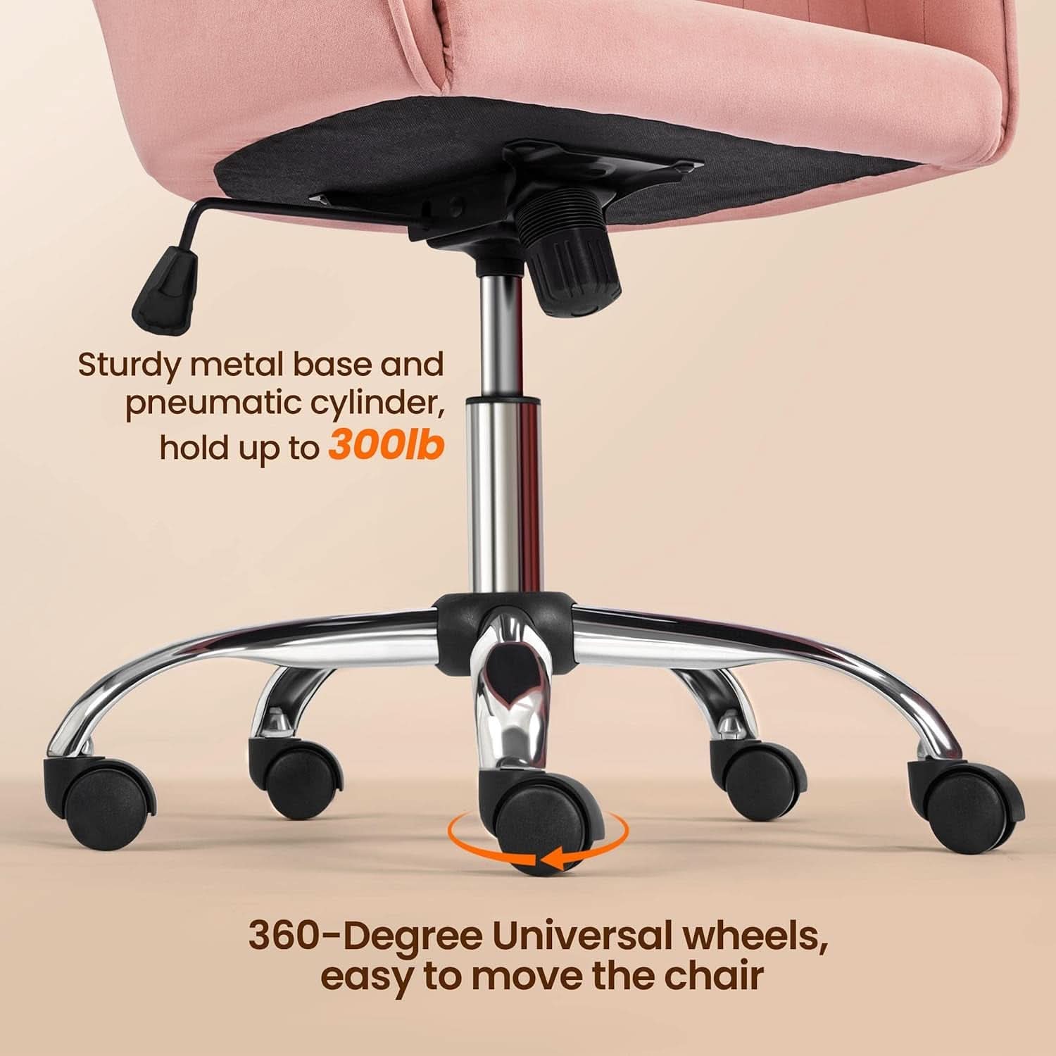 Pink Desk Chair With Adjustable Height For Home Office