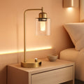 Industrial Dimmable Table Lamps Gold Finish With USB Ports
