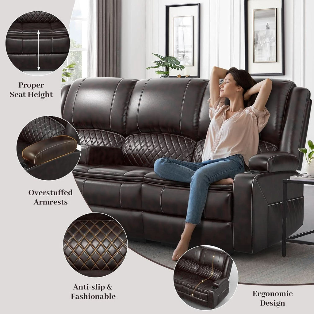 3 Seater Recliner Sofa With Hidden Storage Console