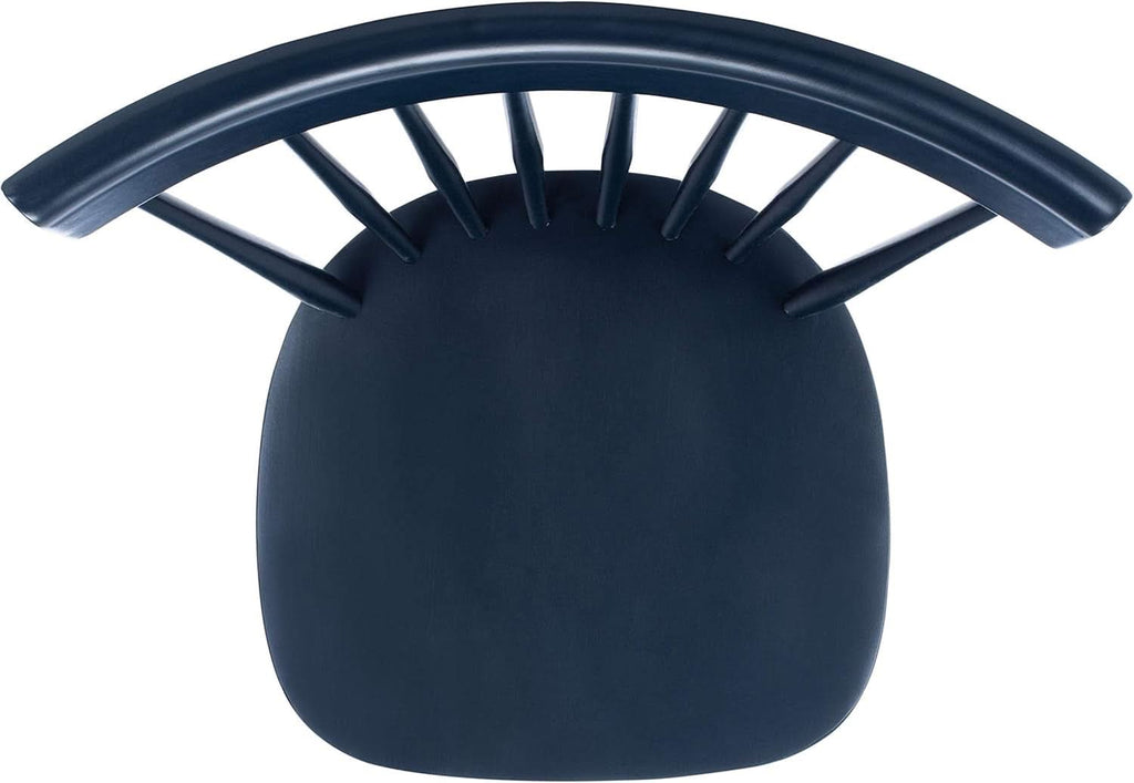 Navy Blue Windsor Spindle Solid Wood Dining Chair Set Of 2