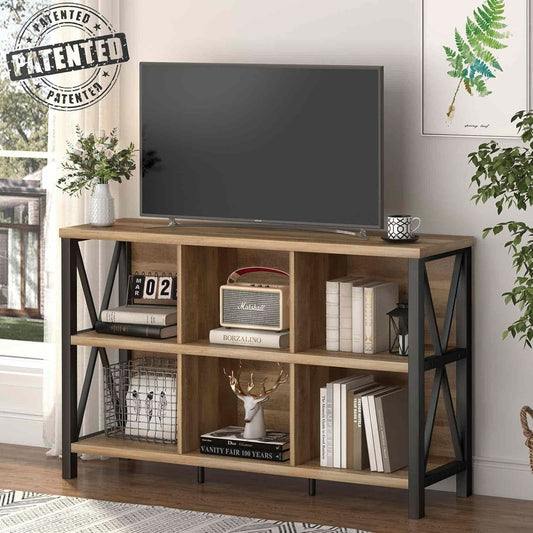 6 Cube Storage Organizer With Shelf Rustic Oak Bookcase