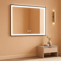 60X40 Matte Black LED Bathroom Mirror With Dimmable Lights