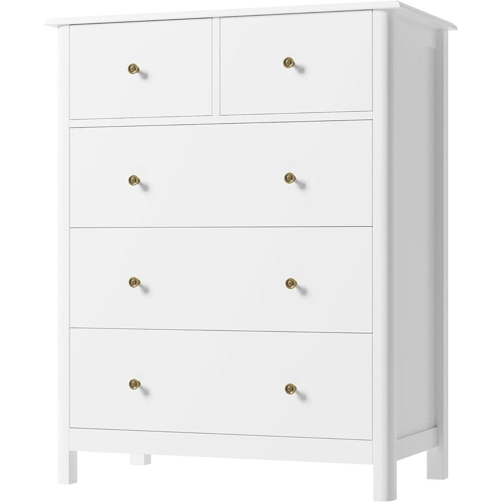 White Five Drawer Dresser For Bedroom Organization