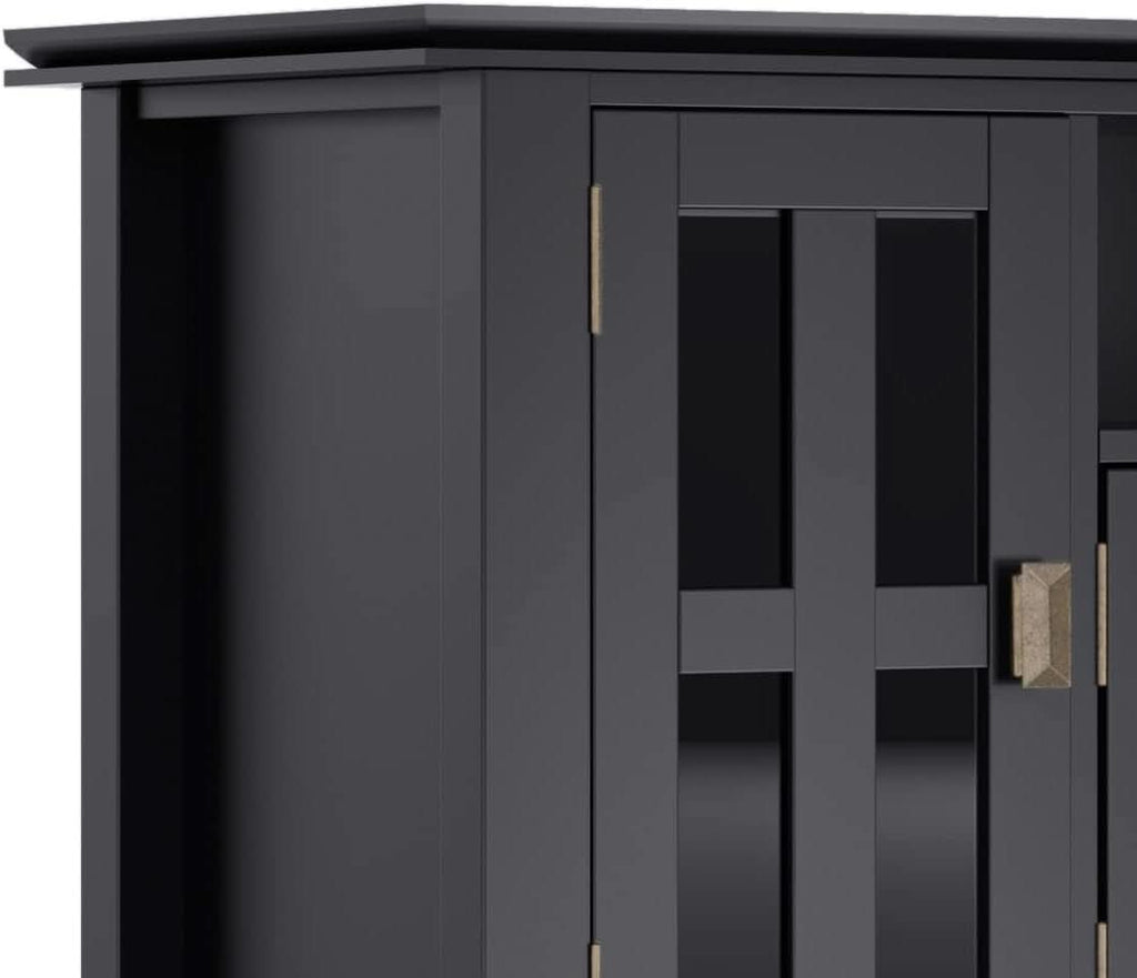72 Inch Solid Wood TV Stand In Black For 80 Inch TVs