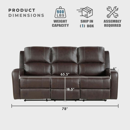 Manual Double Recliner Sofa Brown Leather Match Wall Hugger