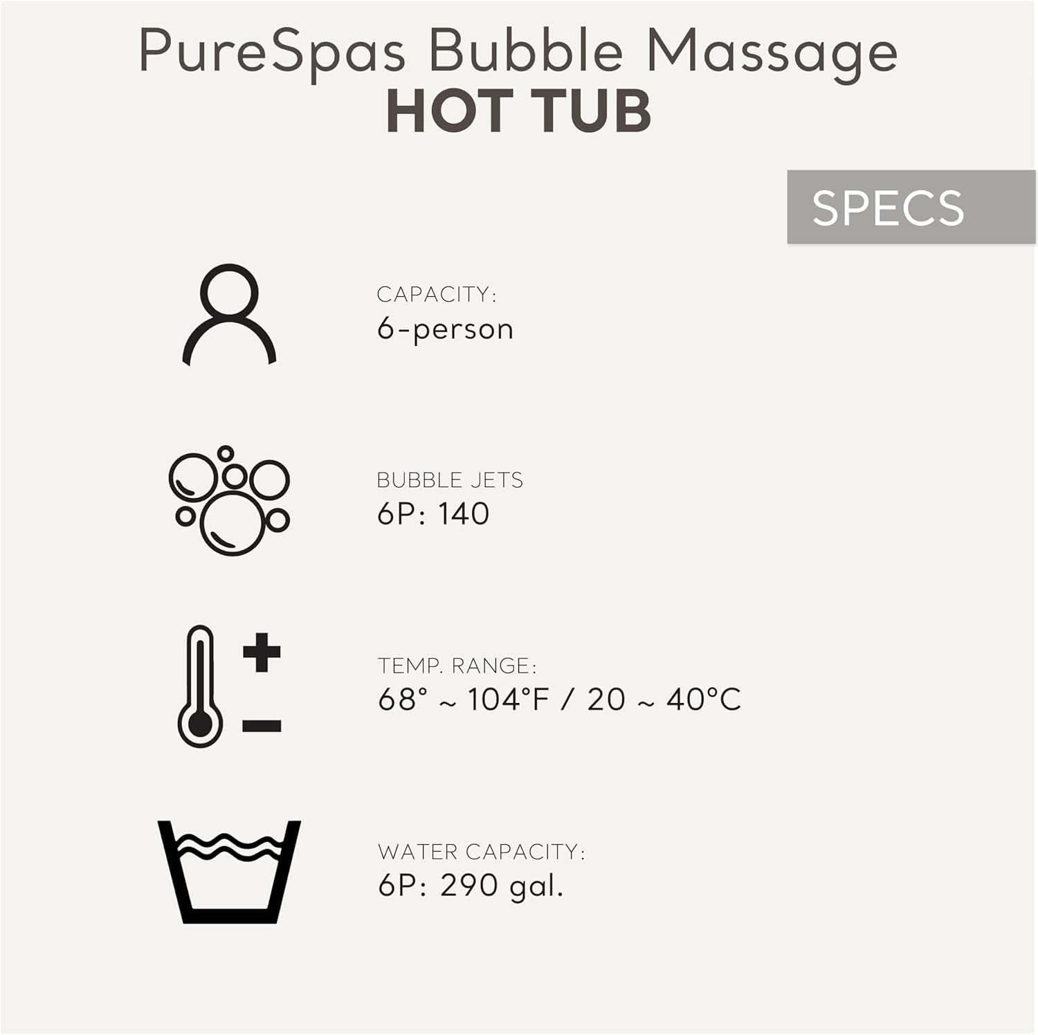 6 Person Inflatable Hot Tub With 140 Bubble Jets Spa
