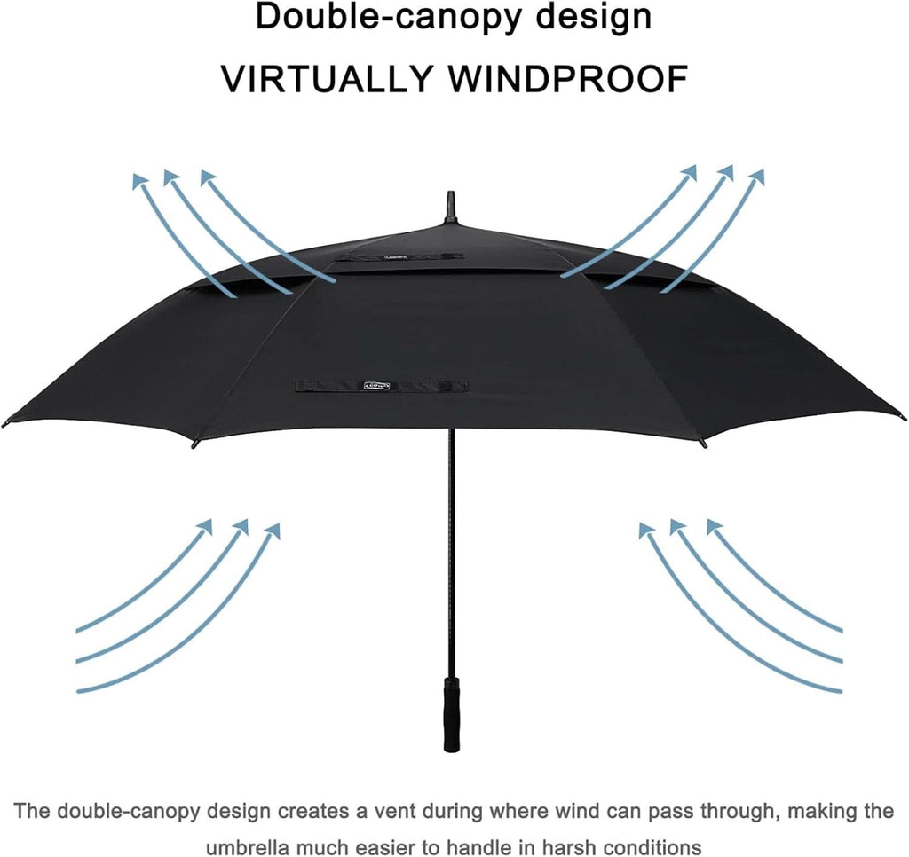 72 Inch Windproof Golf Umbrella Auto Open Double Canopy