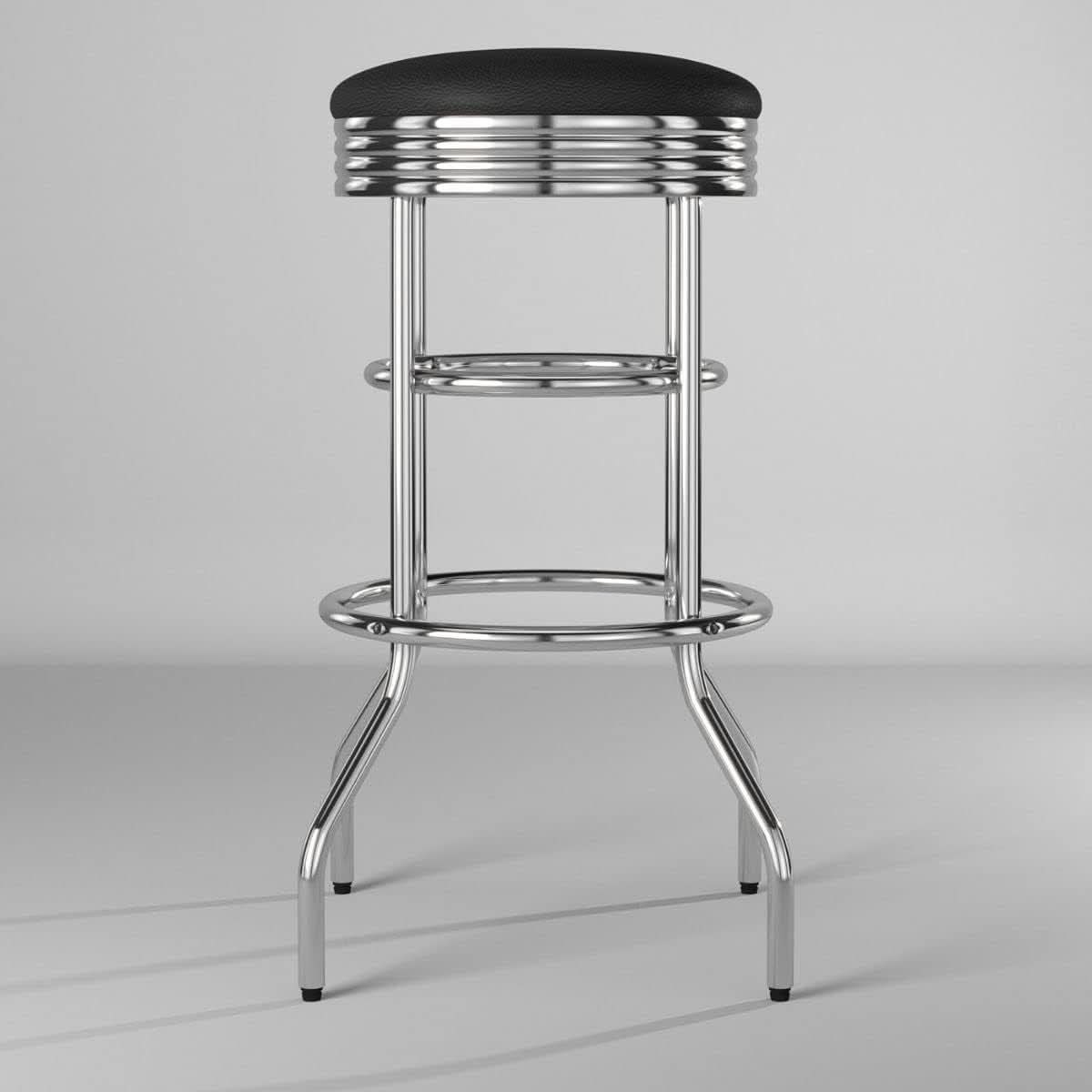 Heavy Duty Backless Swivel Bar Stools with Faux Leather