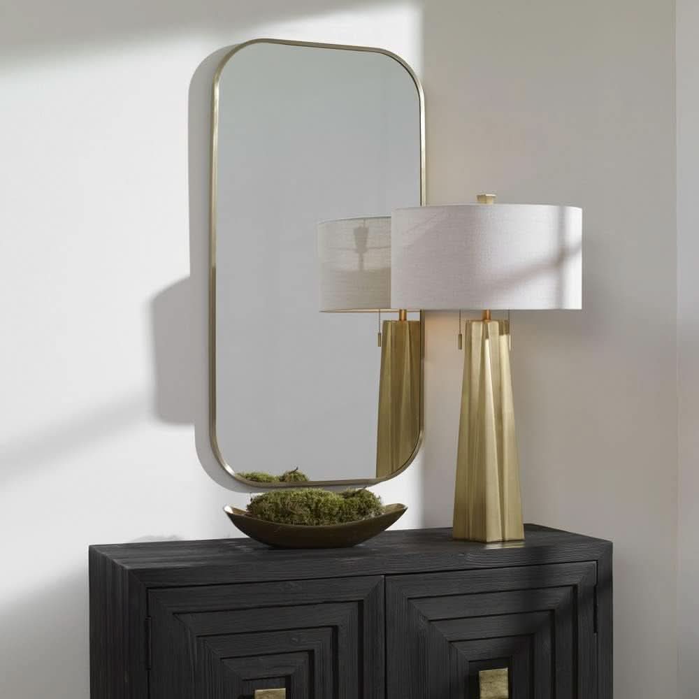 Taft 41 Inch Antique Brass Wall Mirror For Living Room