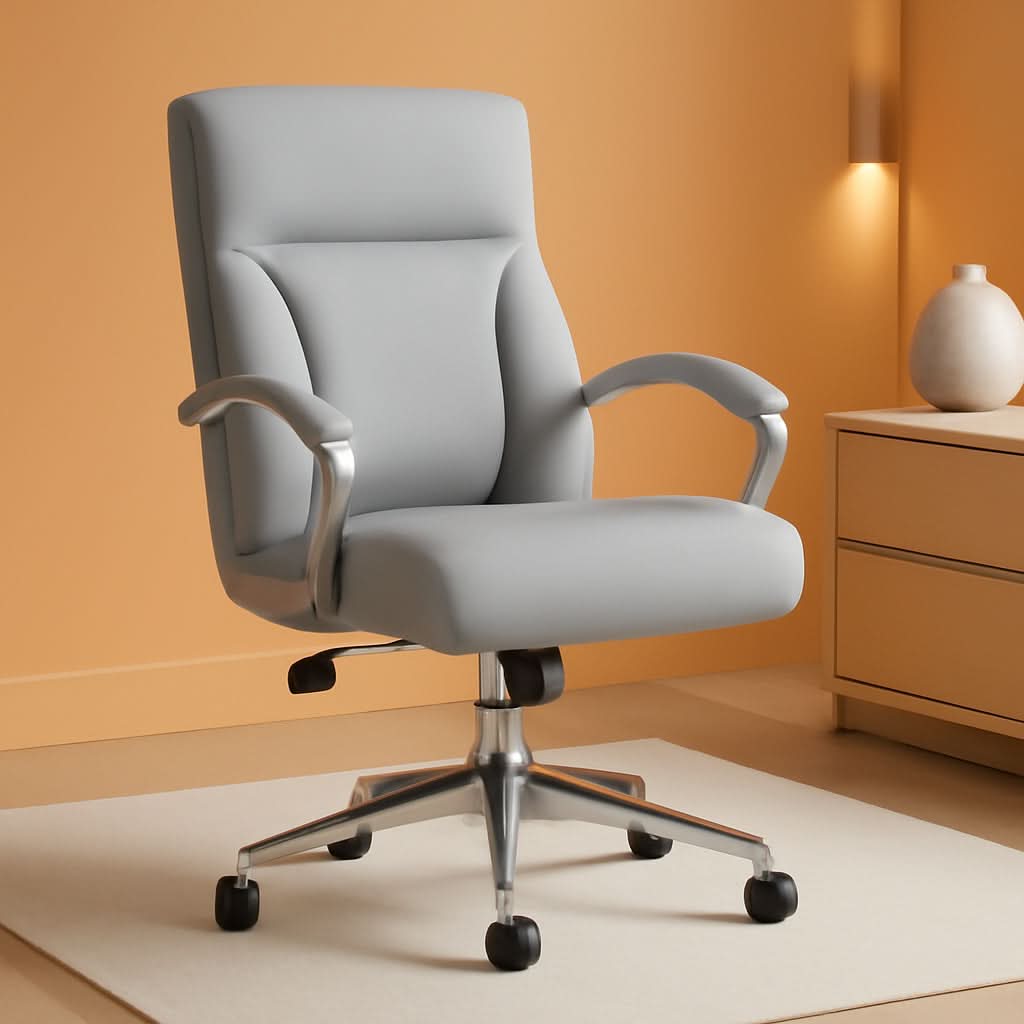 Executive Desk Chair Grey Oversized Cushion Seating Comfort