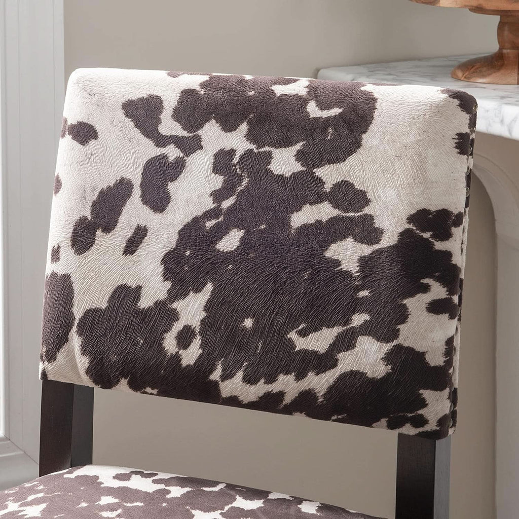 Stylish Cowhide Print Bar Stool with Comfortable Padded Seat