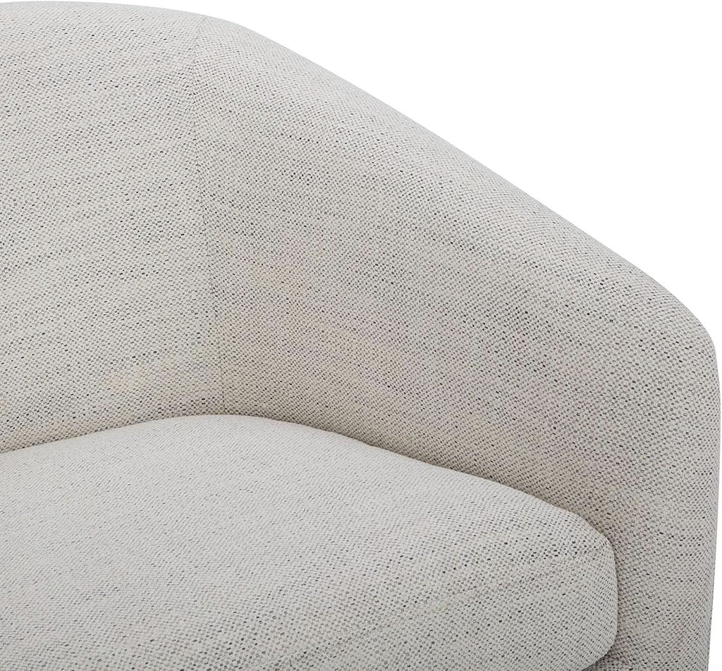 Ivory Swivel Barrel Chair With Plush Foam Back Cushion