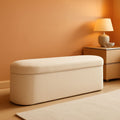 Sherpa Lined Folding Storage Ottoman 43.3 Inch White