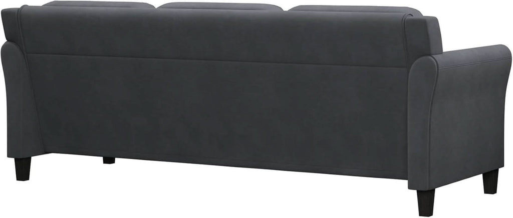 Harrington Grey Sofa Button Tufted Rolled Arm With Plush Cushions