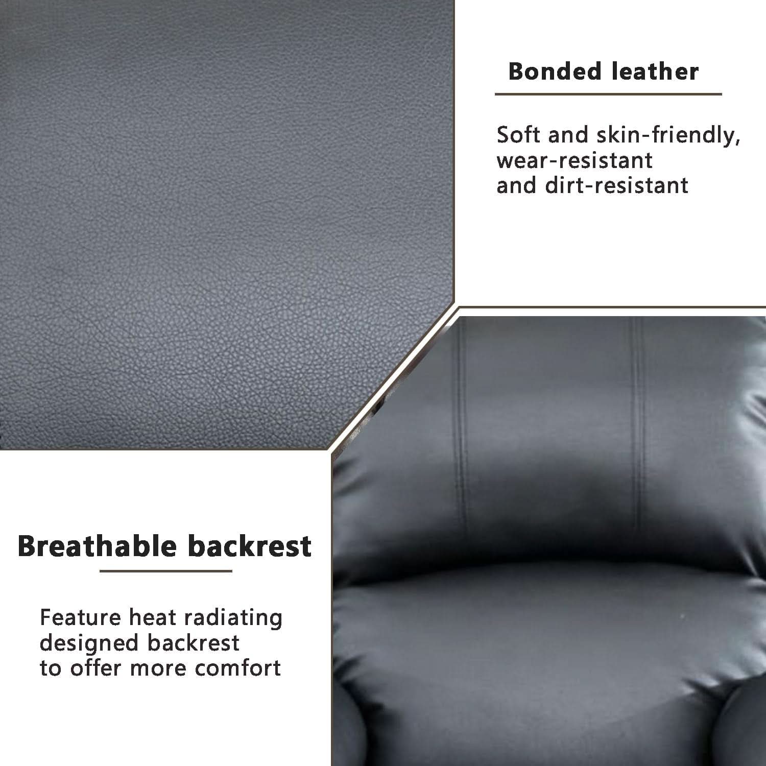 Leather Recliner Sofa Set Black For Living Room And Small Spaces